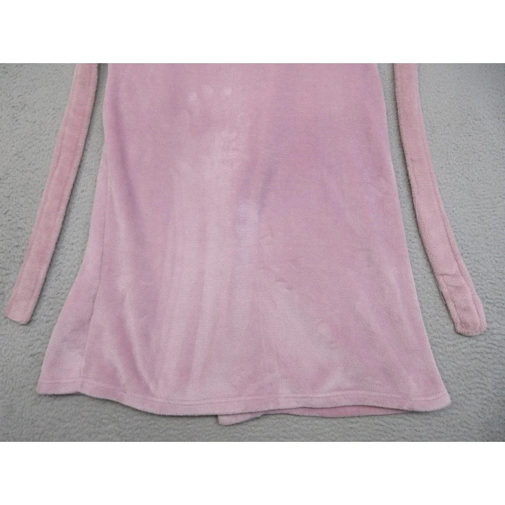Carole Hochman Plush Fleece Robe Womens M Pink Faux Fur Trim Cozy Cottagecore